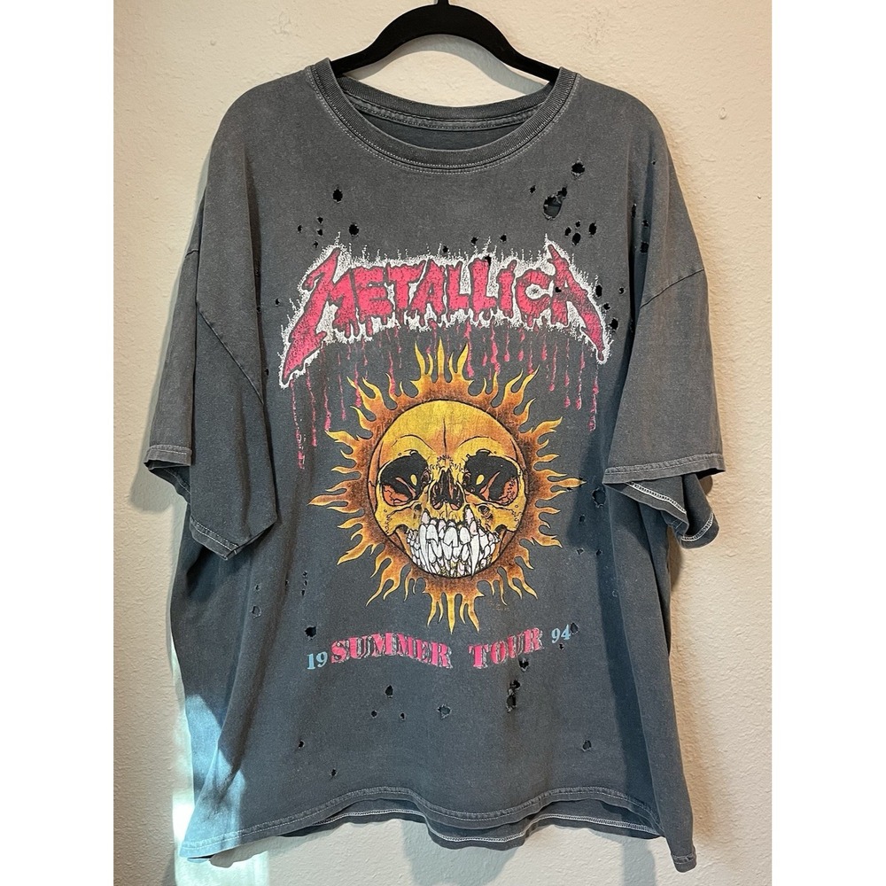 Metallica Distressed T-Shirt One Size Gray Summer 1994 Short Sleeve Relaxed